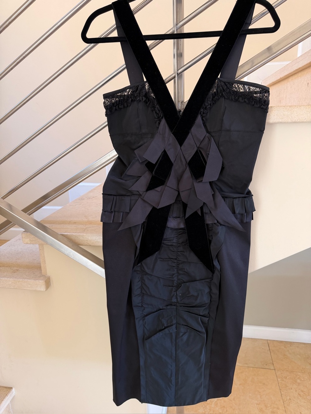 Vintage Stunning Nina Ricci Black Lace-Trim Cocktail Dress